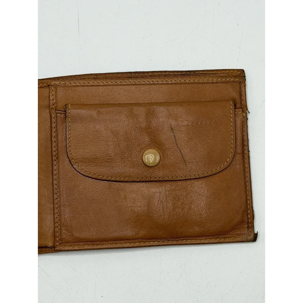 CELINE M06 Vintage Macadam Bifold Wallet Brown Leather Trim Coin Pocket AS IS